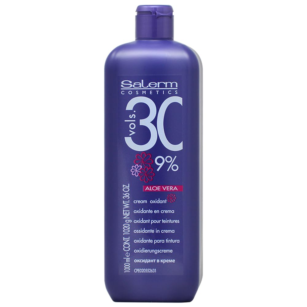 Salerm Cosmetics Aloe Vera Developer Cream Oxidant (W/Sleek Comb) Hydrogen Peroxide Activator For Vision Hair Color Salermvision Haircolor Dye (30 Volume / 9% - 1000 Ml)