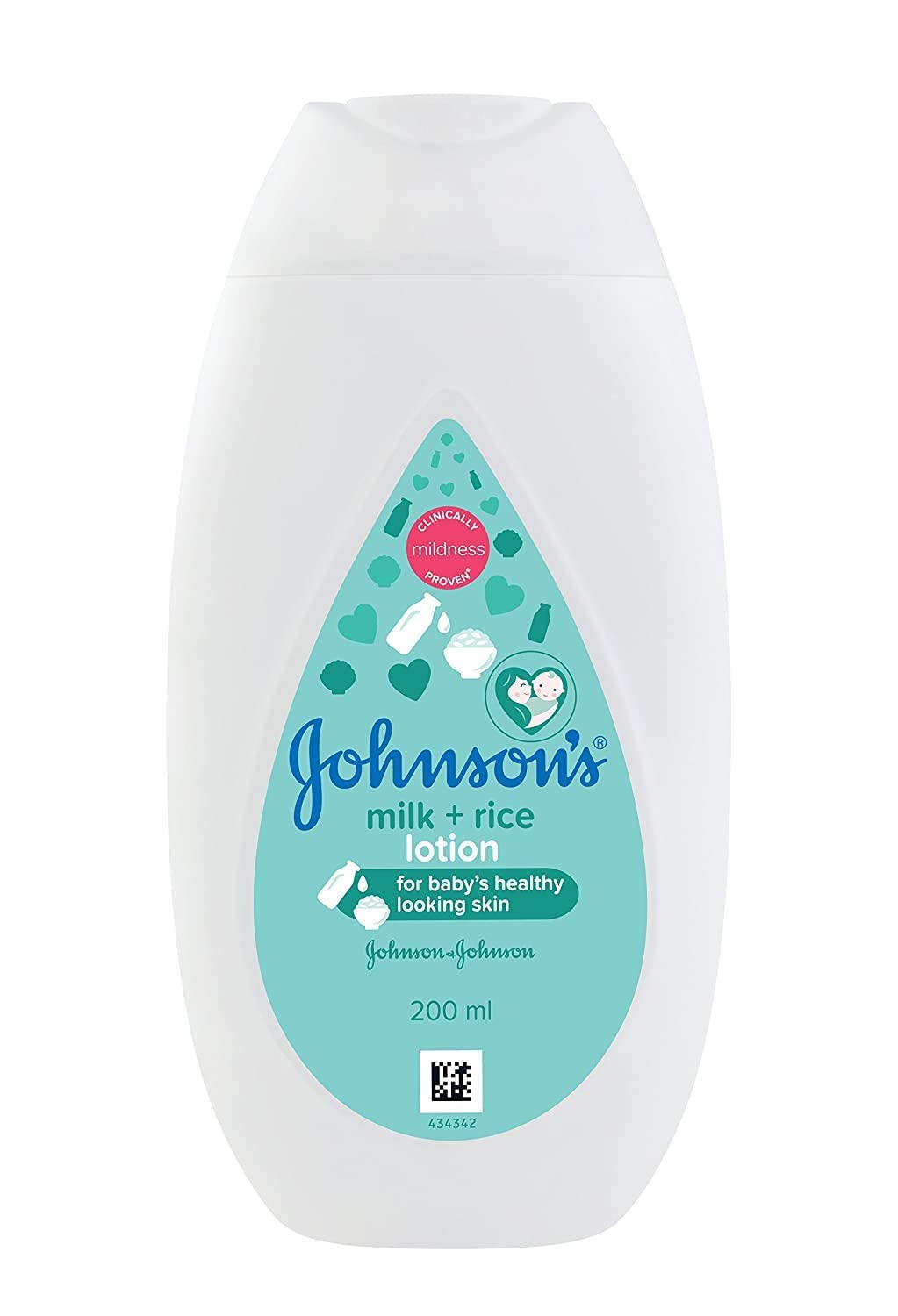 Johnson's Baby Milk + Rice Lotion (200Ml) White : Baby