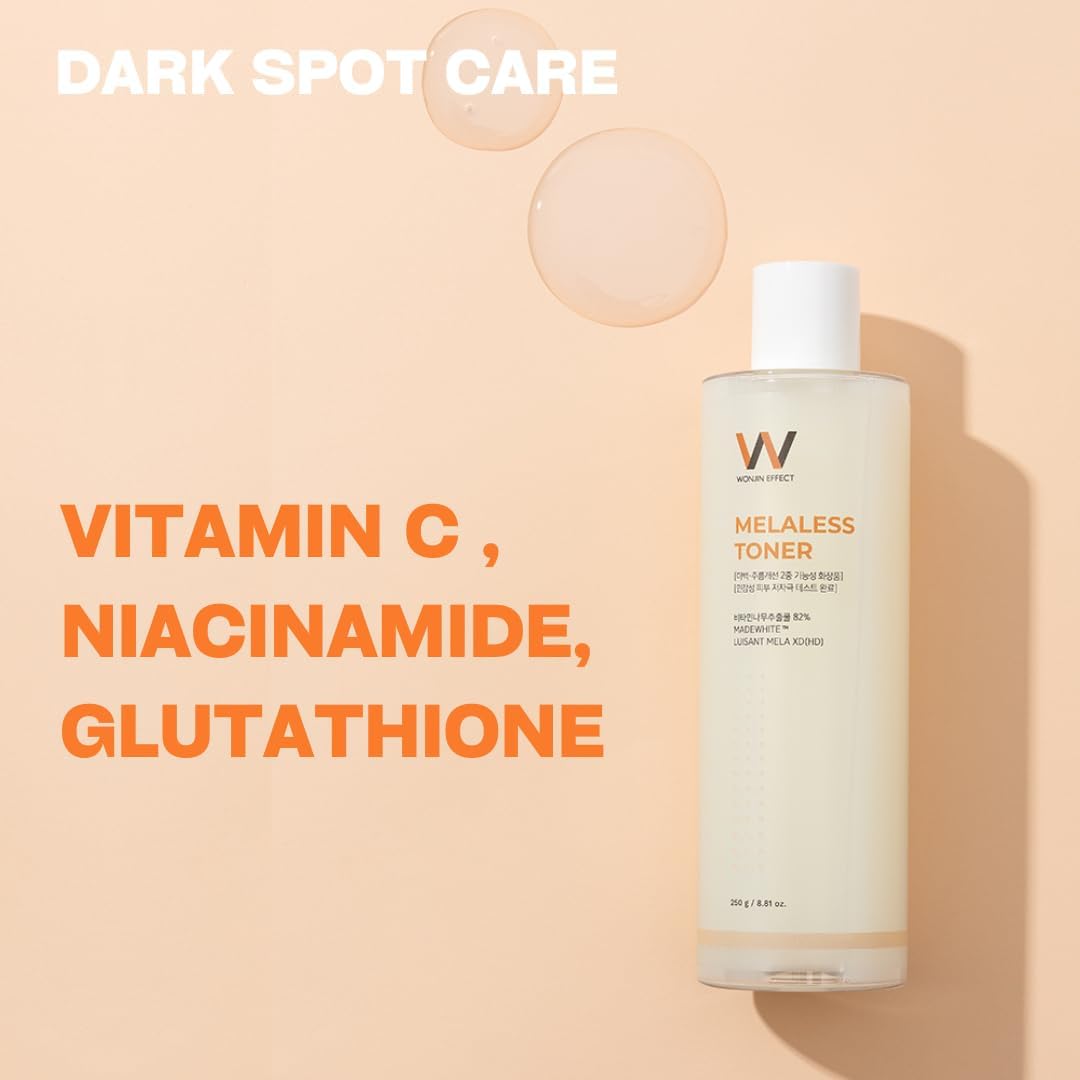 Wonjin Effect Melaless Toner 8.81 Fl Oz Vitamin C Toner, Uneven Skin Tone, Dull Skin, Skin Radiance, Niacinamide, Glutathione, Hyaluronic Acid, Hydration, Kbeauty : Beauty & Personal Care
