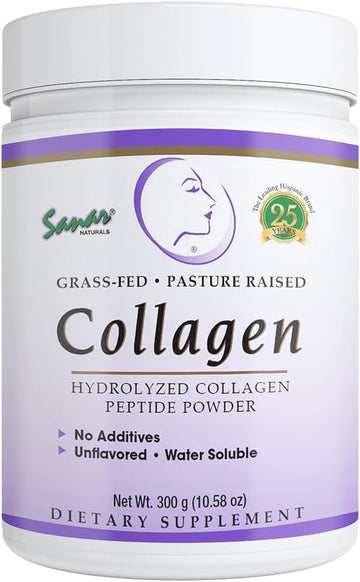 Sanar Naturals Collagen Peptides Powder - For Hair, Nail, Skin, Joint, And Bone Health - Hydrolyzed Collagen For Women & Men, Easy To Mix Collagen Protein Supplement, Unflavored, 10.58 Oz