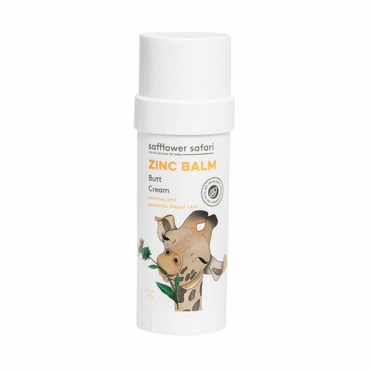 Baby Zinc Balm Stick - All Natural Butt Cream, Mess Free Diaper Rash Cream, Treat & Prevent Diaper Rash, Hypoallergenic, All-Natural, Plant-Derived, Made in USA by Safflower Safari