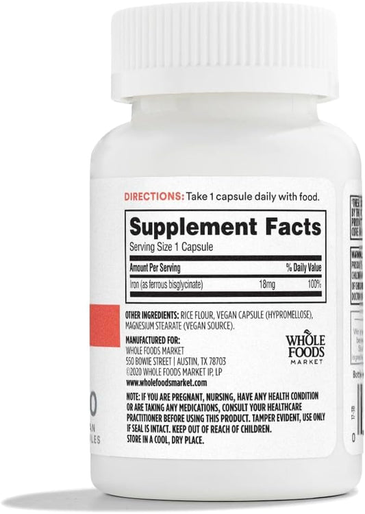 365 By Whole Foods Market, Iron Chelated 18Mg, 100 Veg Capsules