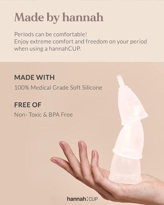 hannahCUP Menstrual Cup 100% Medical Grade Soft Silicone FDA Registered l Small