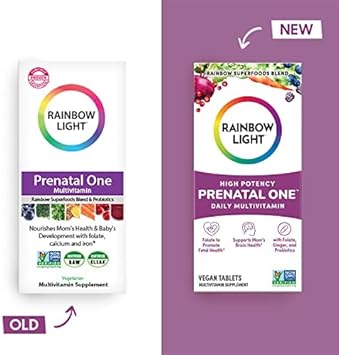Rainbow Light High-Potency Prenatal One Multivitamin, Prenatal Health Multivitamin Supports Mom'S Health And Baby'S Development, With Vitamin C, Vegan, 60 Count