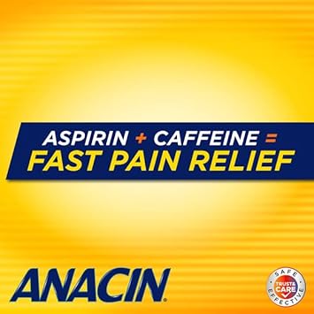 Anacin Fast Pain Relief Pain Reducer Aspirin Tablets, 300 Tablets, (Pack of 4) : Health & Household