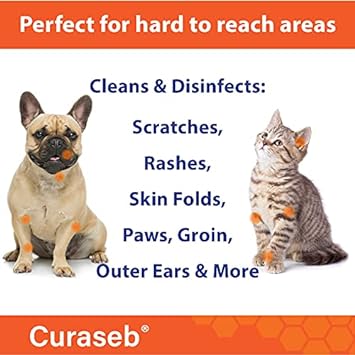 BEXLEY LABS Curaseb Medicated Topical Wipes for Dogs & Cats - Relieve Skin Issues, Hot Spots & Acne - 50 Wipes : Pet Supplies