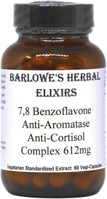 7,8 Benzoflavone | 612Mg Per Capsule | 60 Veggie Capsules | Anti Aromatase Anti Cortisol | Hormonal Balance, Cognitive Function, & Heart Health Support | Glass Bottle | Stearate-Free