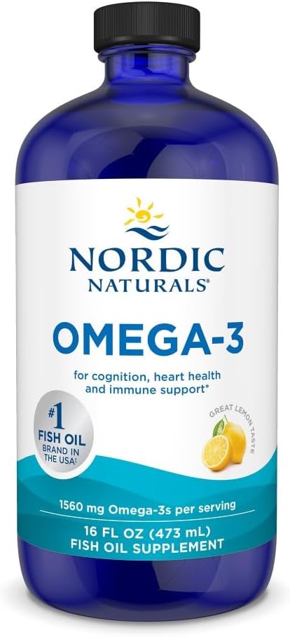 Nordic Naturals Omega-3, Lemon Flavor - 16 oz - 1560 mg Omega-3 - Fish Oil - EPA & DHA - Immune Support, Brain & Heart Health, Optimal Wellness - Non-GMO - 96 Servings