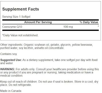 Swanson Coq10 - Energy Antioxidant Support - Coenzyme Q10 Supplement - (100 Softgels, 100Mg Each)