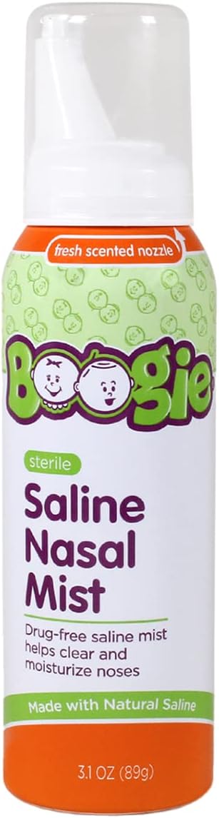 Boogie Baby Saline Nasal Spray Mist, Allergy Relief, Nasal Decongestant, Fsa/Hsa Eligible, Made With Saline, Unscented, 3.1 Ounce