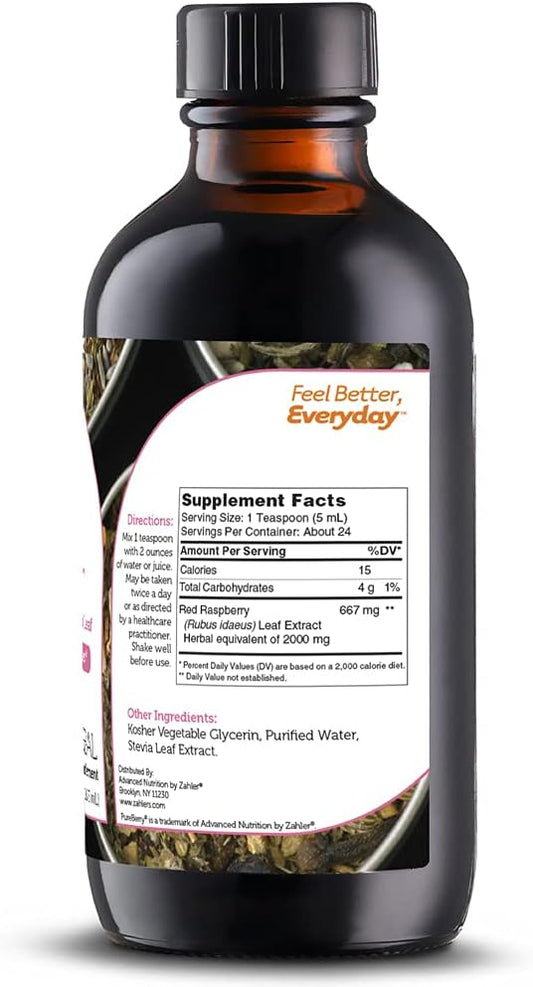 Zahler Pureberry, Liquid Red Raspberry Leaf Supplement Which Strengthens Uterine Tissue And Muscles, All Natural Liquid Formula That Promotes Uterine Health, Certified Kosher, 4Oz