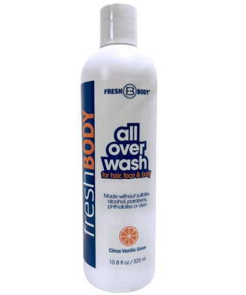 Fresh Body Fb All Over Wash For Hair, Face & Body, 10.8Oz Shampoo And Body Wash For Men & Women - Citrus Vanilla Grove Shower Gel, Made Without Alcohol, Sulfates, Dyes Or Parabens