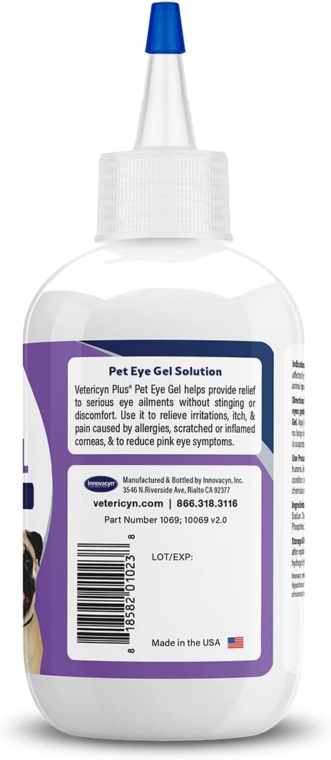 Vetericyn Plus Pet Eye Gel | Dog and Cat Eye Ointment Alternative to Lubricate and Relieve Eye Irritations and Abrasions, Reduce Symptoms of Pink Eye in Dogs and Cats. 3 ounces : Pet Supplies