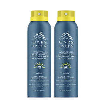 Oars + Alps Hydrating SPF 30 Sunscreen Spray, Infused with Vitamin C and Antioxidants, Water and Sweat Resistant, 6 Oz, 2 Pack