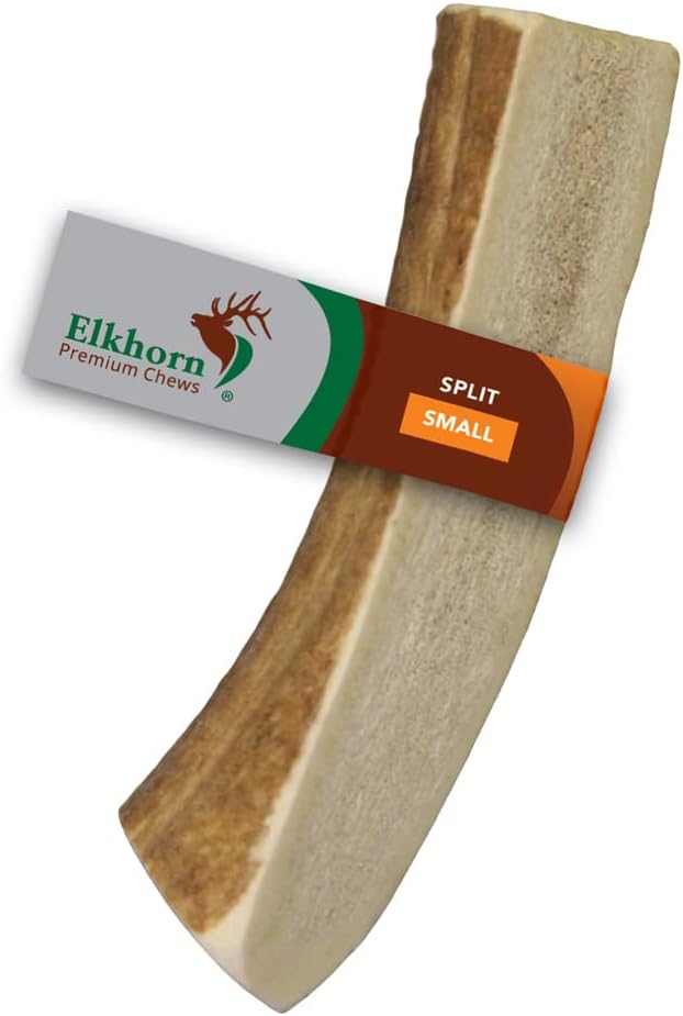 Small Split Single Pack (for 0-20 lb Dogs and Puppies) Premium Grade Elk Antler for Dogs (1 Piece) Sourced in The USA