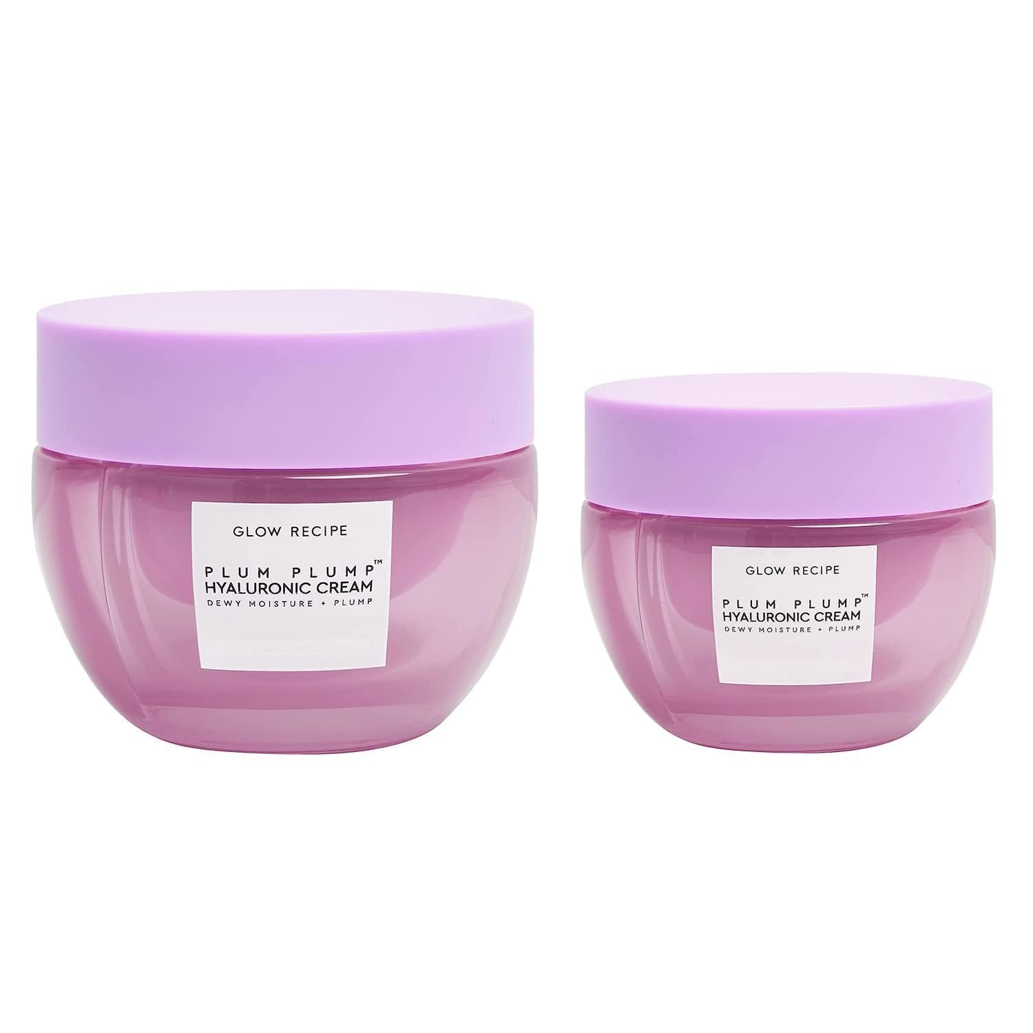 Glow Recipe Plum Plump Hyaluronic Acid Face Cream (50 Ml) + Mini Travel Size (20 Ml) - Daily Hydrating Skin Moisturizer To Plump, Balance, And Brighten Skin - Vegan Whipped Gel For A Daily, Dewy Glow