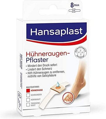 Hansaplast Corns Plasters Pack Of 1 (1 X 8 Pieces), Adhesive Plaster For Removing Corns, Pain Relieving Foot Plasters With Secure Hold