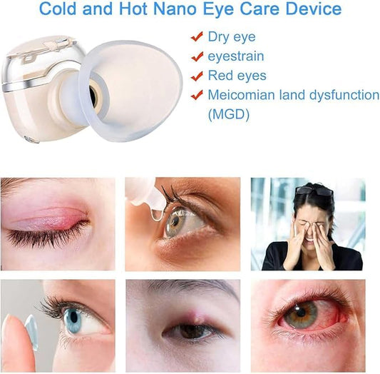 Eye Heated Nano Mist Spray - Portable Warm Compress for Eyelid & Eye Skin Spa - Eye Steam Relief for Dry Eyes and Styes - Mini Eye Drops Tool