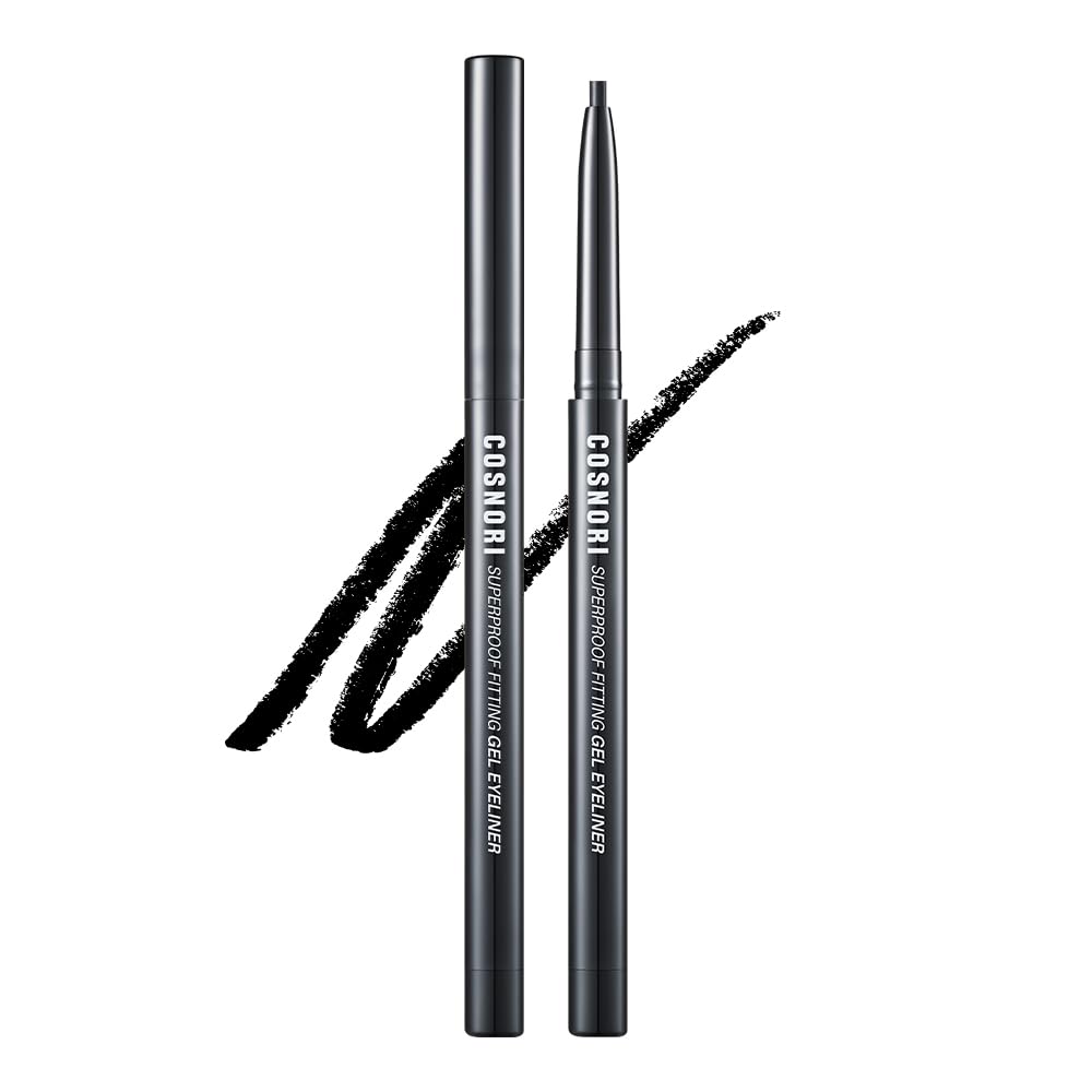 Cosnori Super Proof Fitting Gel Eyeliner 01 Vivid Black - Smudge-Proof, Longwear Eyeliner Pencil, Soft Drawing 2Mm Ultra-Slim Pencil, Waterproof, 0.004Oz (0.13G)