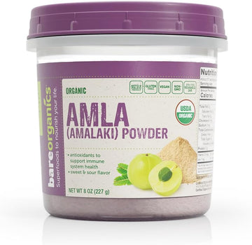 BareOrganics Amla, Indian Gooseberry & Superfood Powder, Dietary Supplement, 8 Oz