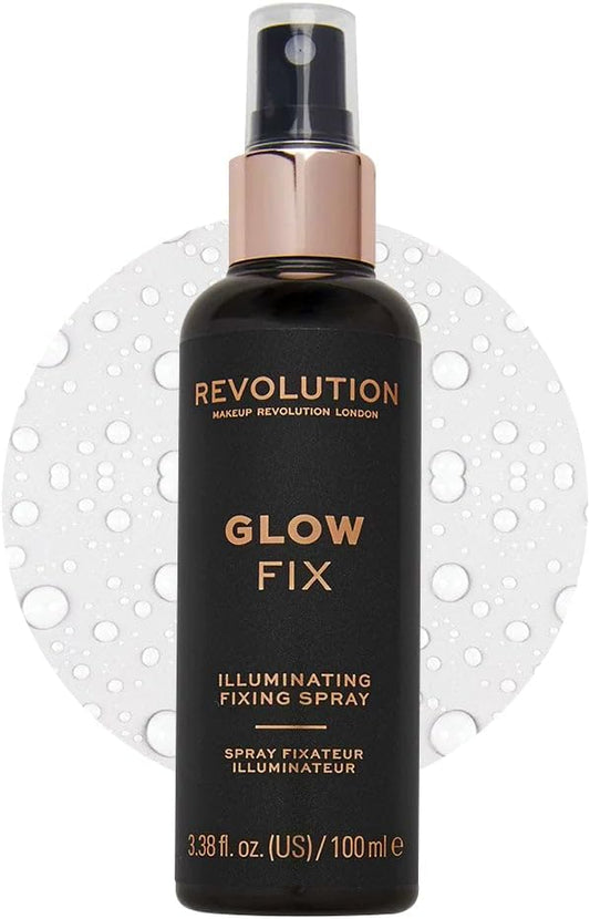 Makeup Revolution Glow Fix, Illuminating Fixing Spray For Longer Lasting Makeup, 100Ml