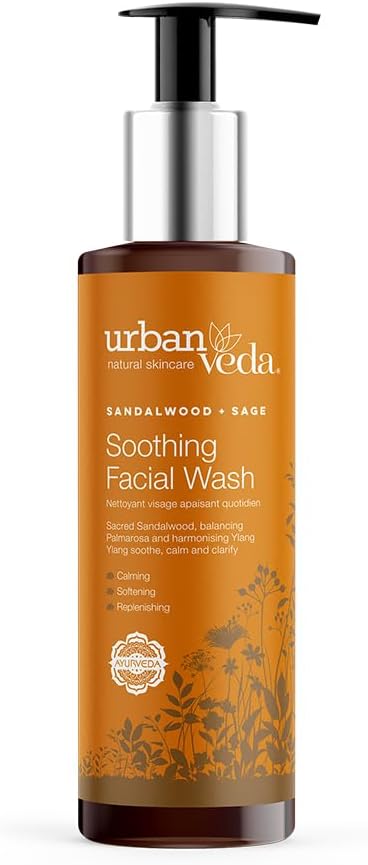Urban Veda Soothing Facial Wash |Daily Simple Face Wash |For Dry, Mature, Sensitive & Inflamed Skin| Contains Sandalwood & Rose Water| Sensitive Face Wash For Women & Men |Soothing And Calming |150 Ml
