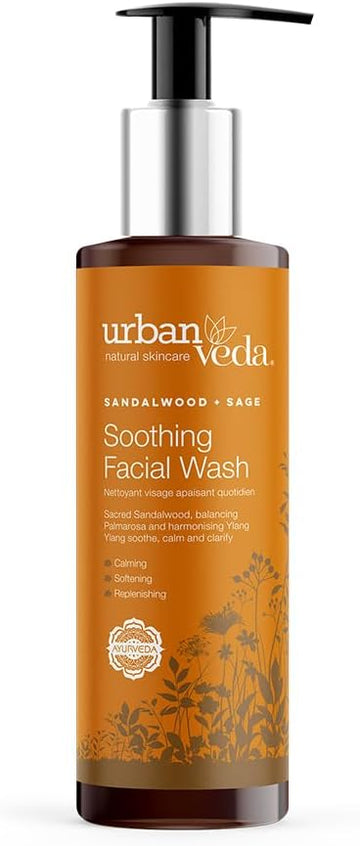 Urban Veda Soothing Facial Wash |Daily Simple Face Wash|For Dry, Mature, Sensitive & Inflamed Skin|Contains Sandalwood & Rose Water| Sensitive Face Wash For Women & Men|Soothing And Calming|2 X 150 Ml