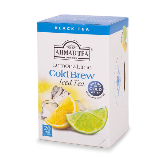 Ahmad Tea Black Tea, Cold Brew Lemon And Lime Teabags, Iced Tea, 20 Ct (Pack Of 6) - Caffeinated And Sugar-Free