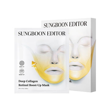 Sungboon Editor Deep Collagen Retinol Tension Boost Up Mask Set 4Pcs | Face Tightening And Lifting Mask For V-Line | Smile Line & Forehead Wrinkles With Collagen & Retinol | Korean Skin Care