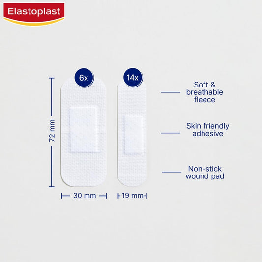 Elastoplast Sensitive Xxl Med+ Dressings (5 Peieces), Pack Of First Aid Plasters, Larger Plasters For Post-Operative Wounds, Skin-Friendly Sterile Dressings For Wounds, 0% Latex, Clear