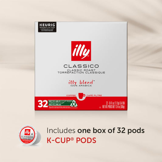 Illy Classico Roast Coffee Pods for Keurig - Caramel, Orange Blossom & Jasmine Flavors - 32 Count