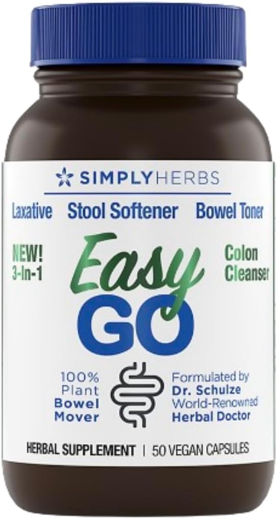 Dr. Schulze'S Easy Go Bowel Mover 2-Pack | Formulated Gentle Laxative, Colon Toner & Stool Softener | 100% Plant Natural Bowel Cleanse | Promotes Regular & Complete Bowel Movements | 100 Ct Vegan