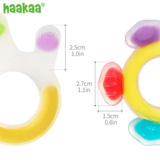Haakaa Silicone Teether Combo - Baby Freezer Teething Toy - Soft Cold Teether - Soothe Teething Pain & Itching Gums - Perfect Size - Palm & Ferris Wheel Shape for 3M+ Babies BPA Free - 2 pk