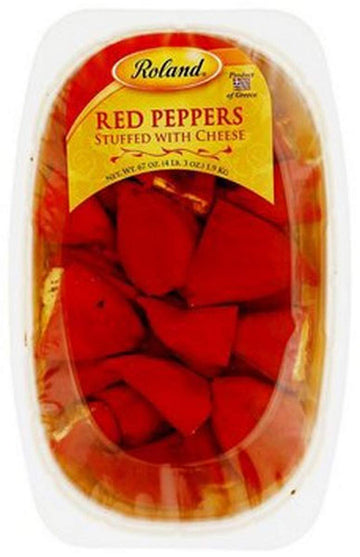 Roland Foods Red Peppers Stuffed With Mizithra And Feta Cheese, Specialty Imported Food, 67-Ounce Tub