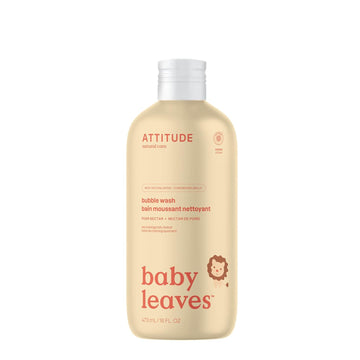 ATTITUDE Bubble Body Wash for Baby, EWG Verified, Dermatologically Tested, Plant and Mineral-Based, Vegan, Pear Nectar, 16 Fl Oz