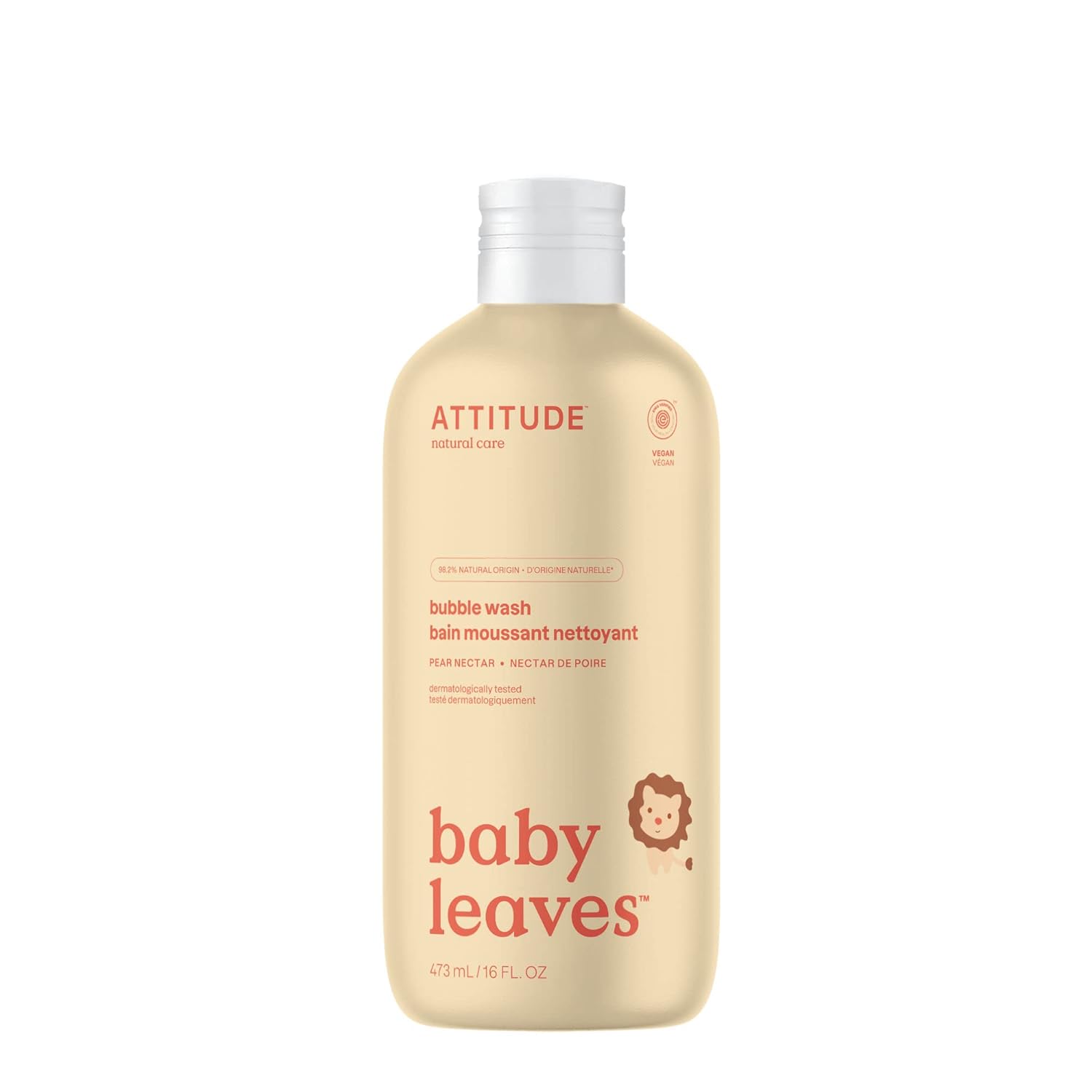 Attitude Bubble Body Wash For Baby, Ewg Verified, Dermatologically Tested, Plant And Mineral-Based, Vegan, Pear Nectar, 16 Fl Oz