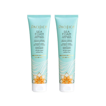 Pacifica Beauty Complete Face Wash, Gentle Daily Facial Cleanser for All Skin Types, Removes Makeup, Oil & Dirt, Sea Foam, 5 oz, 2 Pack