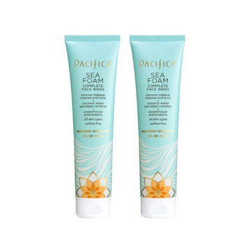 Pacifica Beauty Complete Face Wash, Gentle Daily Facial Cleanser For All Skin Types, Removes Makeup, Oil & Dirt, Sea Foam, 5 Oz, 2 Pack