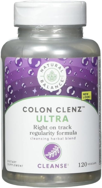 Natural Balance Ultra Colon Clenz | Herbal Colon Cleanse & Detox Supplement | Gentle & Dependable Overnight Formula | 120 Vegetarian Capsules