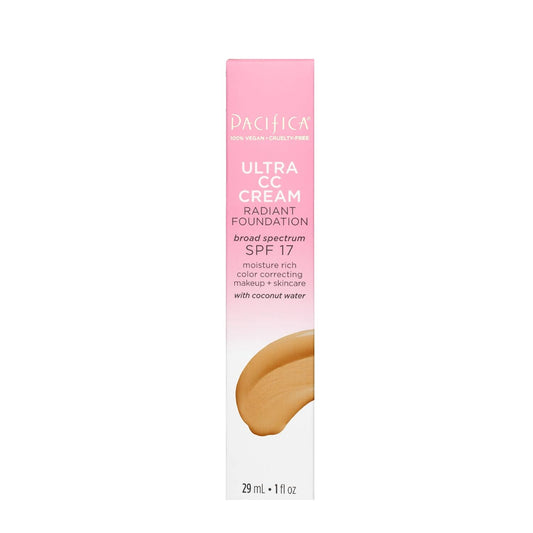 Pacifica Beauty | Ultra CC Cream Radiant Foundation - Warm/Medium | 100% Physical Broad Spectrum SPF 17 | Color Correcting Cream for Radiant Glowing Skin | Clean Makeup | Vegan & Cruelty Free