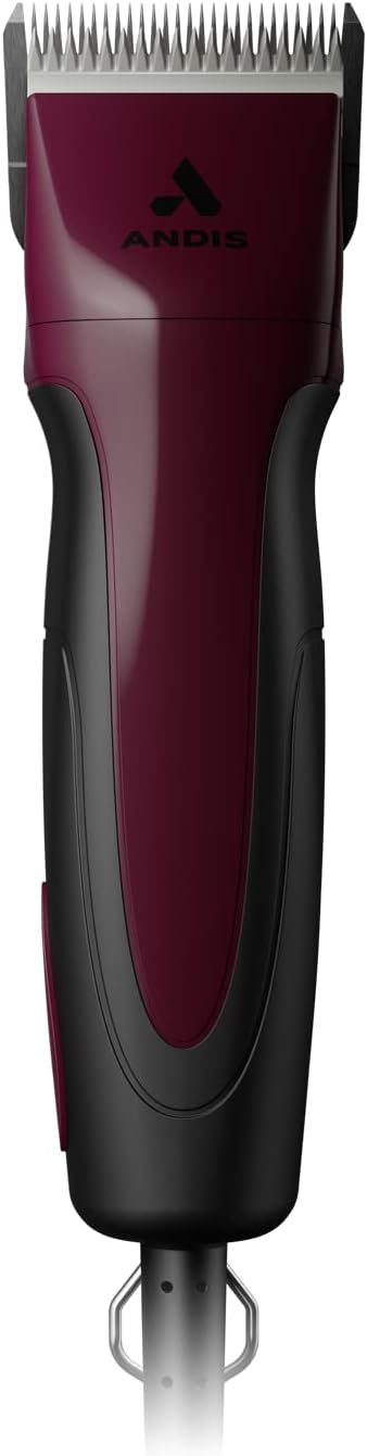 Andis 68530 Excel Professional 5-Speed Detachable Blade Clipper Kit - Animal/Dog Grooming, Rotary Motor, Soft-Grip Anti-Slip Housing, 14-Inch Cord, for All Coats & Breeds, SMC, Burgundy