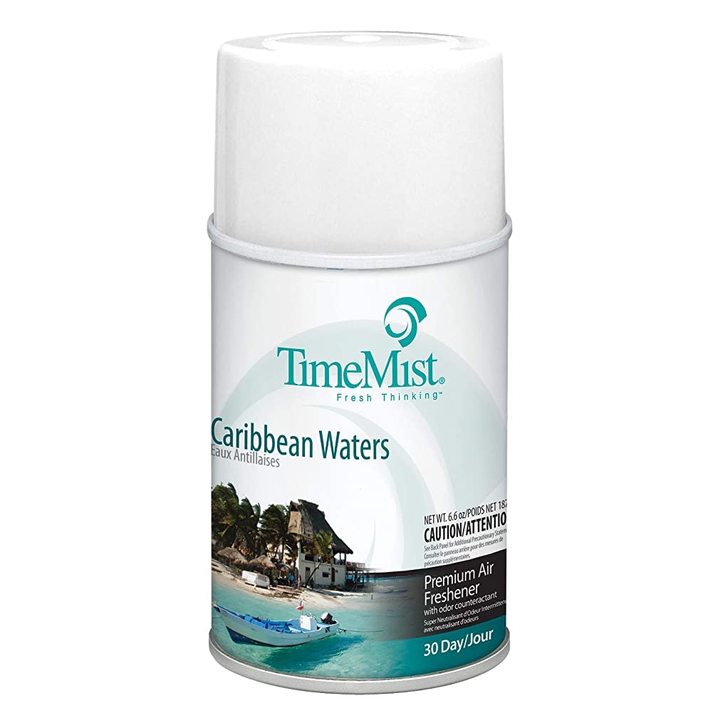 TimeMist Premium Metered Air Freshener Refills - Caribbean Waters - 7.1 oz (Case of 12) - 1042756 - Lasts Up To 30 Days and Neutralizes Tough Odors : Health & Household