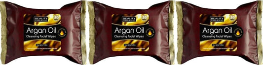Three Packs Of Beauty Formulas Argan Oil Cleansing Facial Wipes 30 Wipes