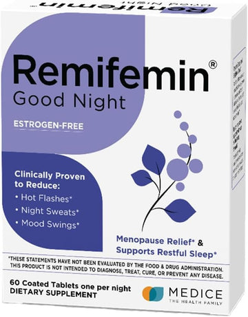 Good Night - Menopause Symptoms Relief & Restful Sleep Support - Clinically Proven Ingredients - Menopause Supplements - Black Cohosh - Estrogen-Free - Made In Germany - 60 Tablets