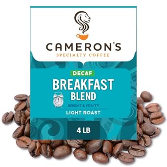 Cameron's Coffee Roasted Whole Bean Coffee, Decaf Breakfast Blend, 4 Pound, (Pack of 1)