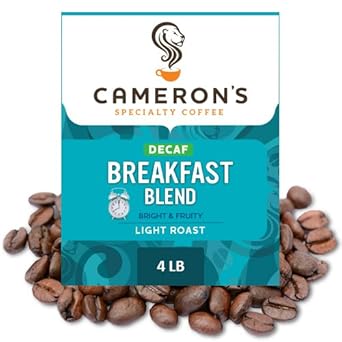 Cameron'S Coffee Decaf Breakfast Blend Whole Bean Coffee, Light Roast, 100% Arabica, Bulk, 4-Pound Bag, (Pack Of 1)