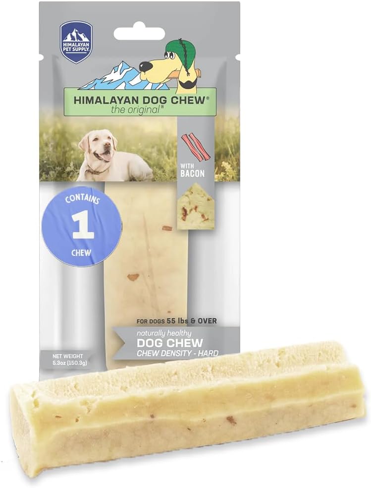 Himalayan Dog Chew Original Yak Cheese Dog Chew, Bacon, 1 X-Large Stick, 5.3 Oz, Gluten Free, Healthy Dog Treats, Grain & Lactose Free 100% Natural, Long Lasting Dog Chews For Dogs Over 55 Lbs
