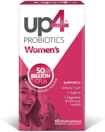 up4 Probiotic Supplement for Women, Vaginal, Digestive and Immune Support, 50 Billion CFUs Guaranteed, Non-GMO, Gluten Free, Soy Free, Vegan, 60 Count