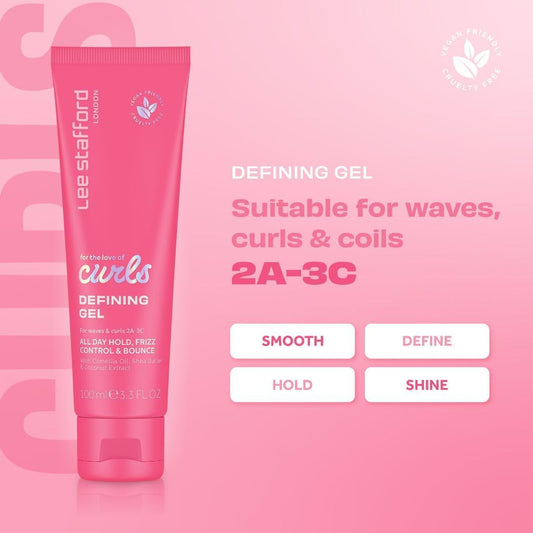 Lee Stafford Curl Defining Hair Gel | For The Love Of Curls - Lightweight Styling Gel For Wavy Curly 2A-3C Patterns, Firm Hold, Anti Frizz, High Gloss & Bounce Finish, For Men And Women, 100Ml