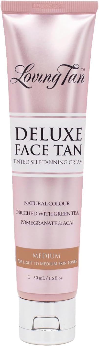 Loving Tan Deluxe Face Tan, Dark - Streak Free, Natural Looking, Professional Strength Sunless Tanner - 10+ Self Tanning Applications Per Bottle, Cruelty Free, Naturally Derived Dha - 50 Ml